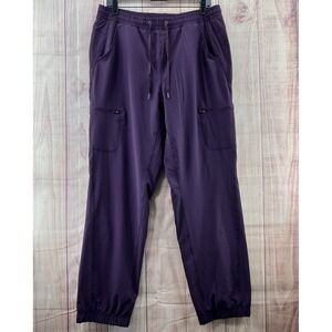 Eddie Bauer Fleece Lined Jogger Pants Women's Sz‎ 12 Purple Drawstring Pockets